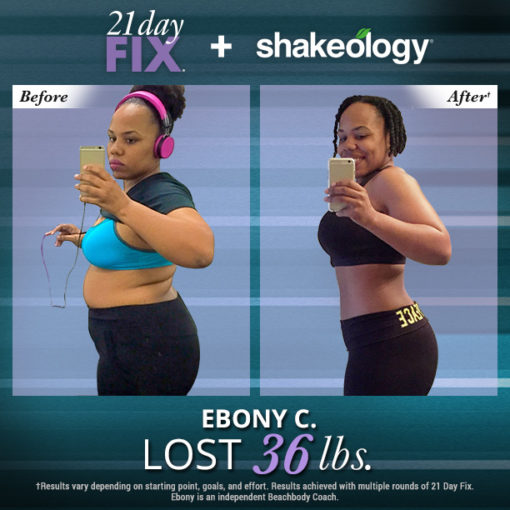 Ebony Lost 36 pounds with a Beachbody On Demand Challenge Pack
