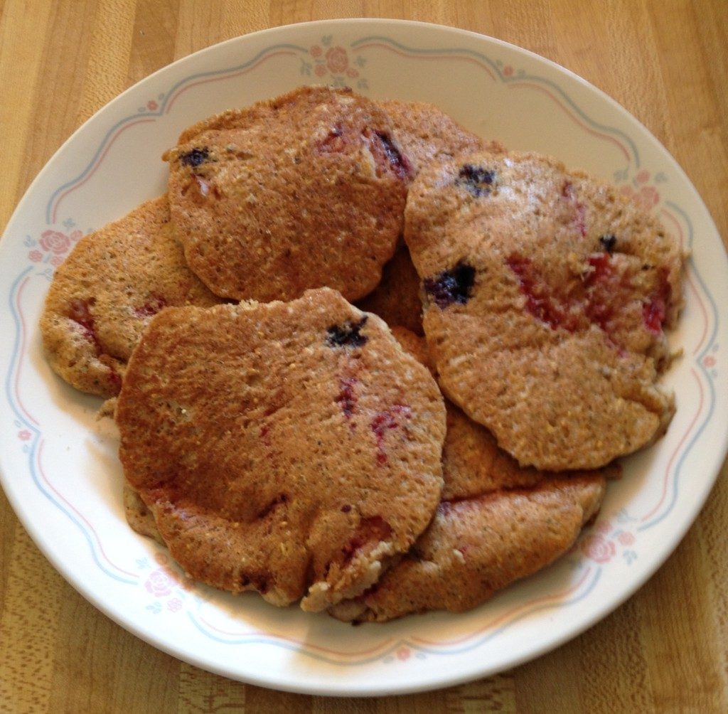 Scott Jurek's 8 Grain Strawberry Pancakes With Blueberries