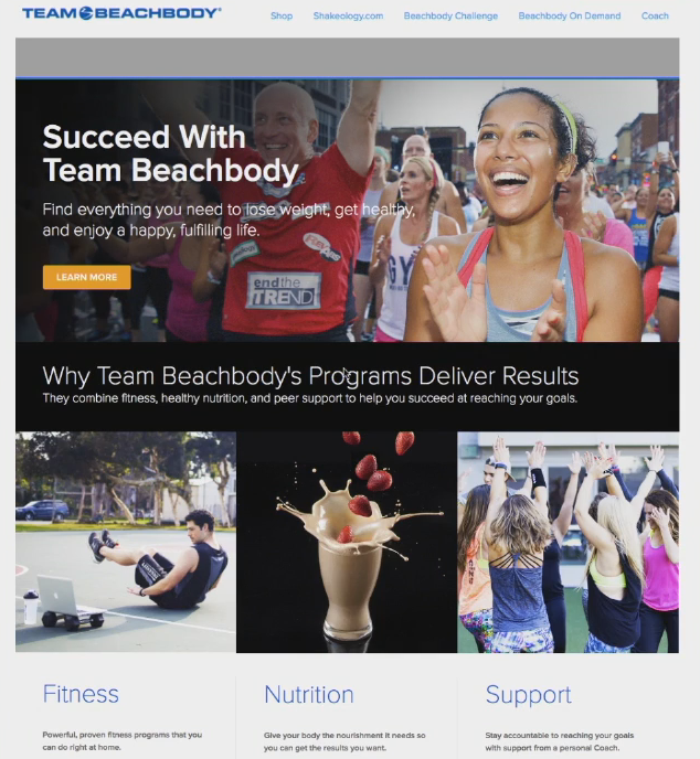 The new Team Beachbody website