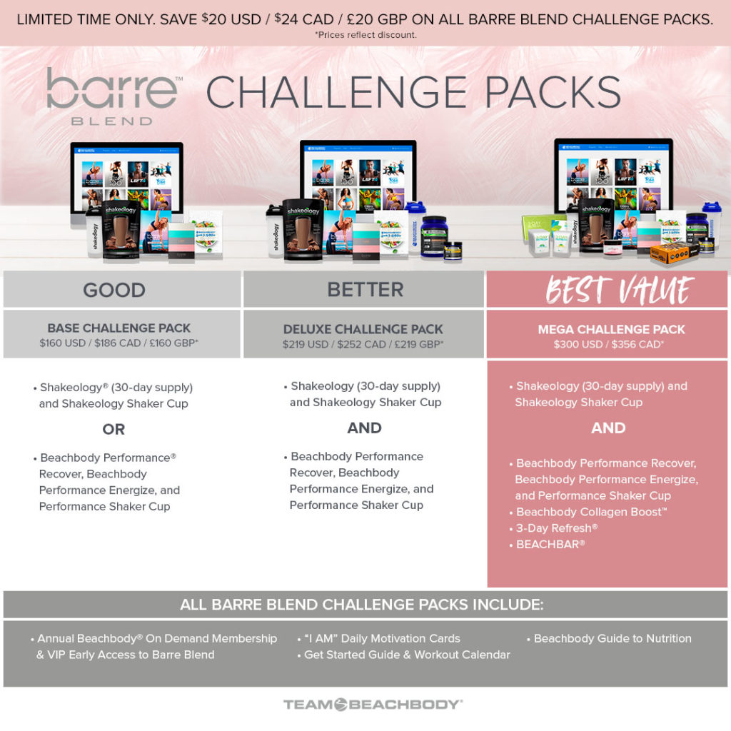 Barre Blend Challenge Pack Comparison