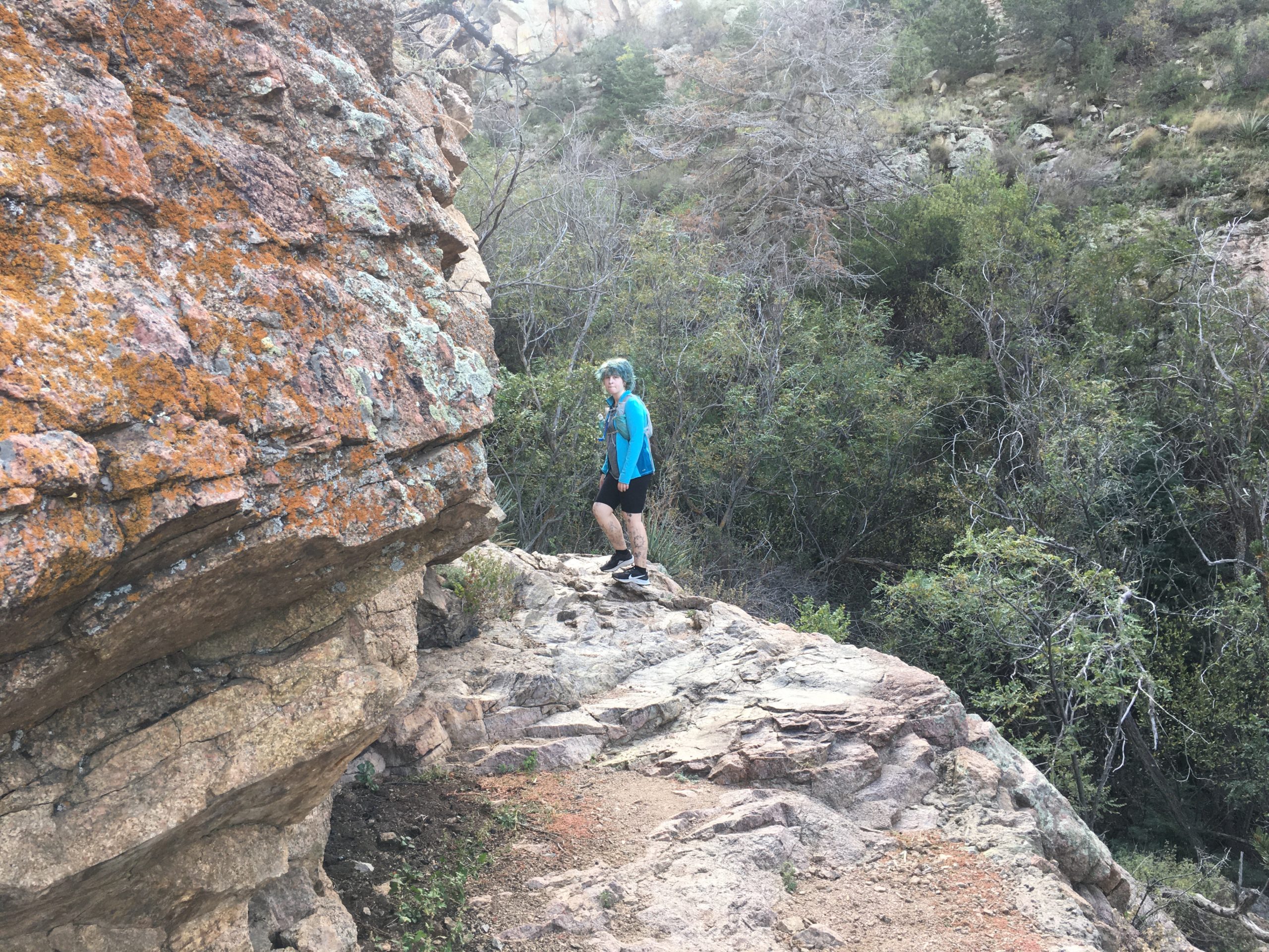 My daughter Grace on a rocky section of the trail