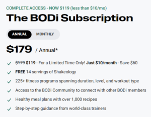 The BODi Annual Subscription is Just $10.00 a Month
