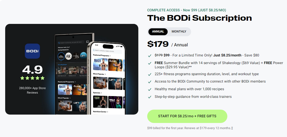 BODi Annual Membership with the Free Summer Bundle