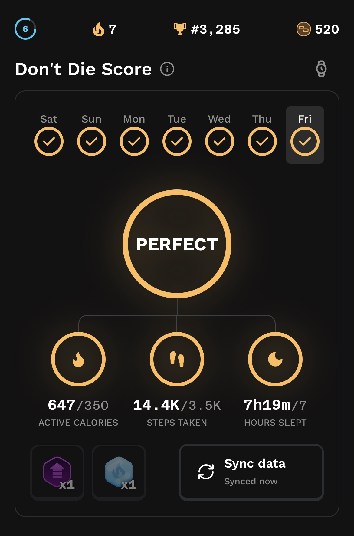 Don't Die Score - Perfect