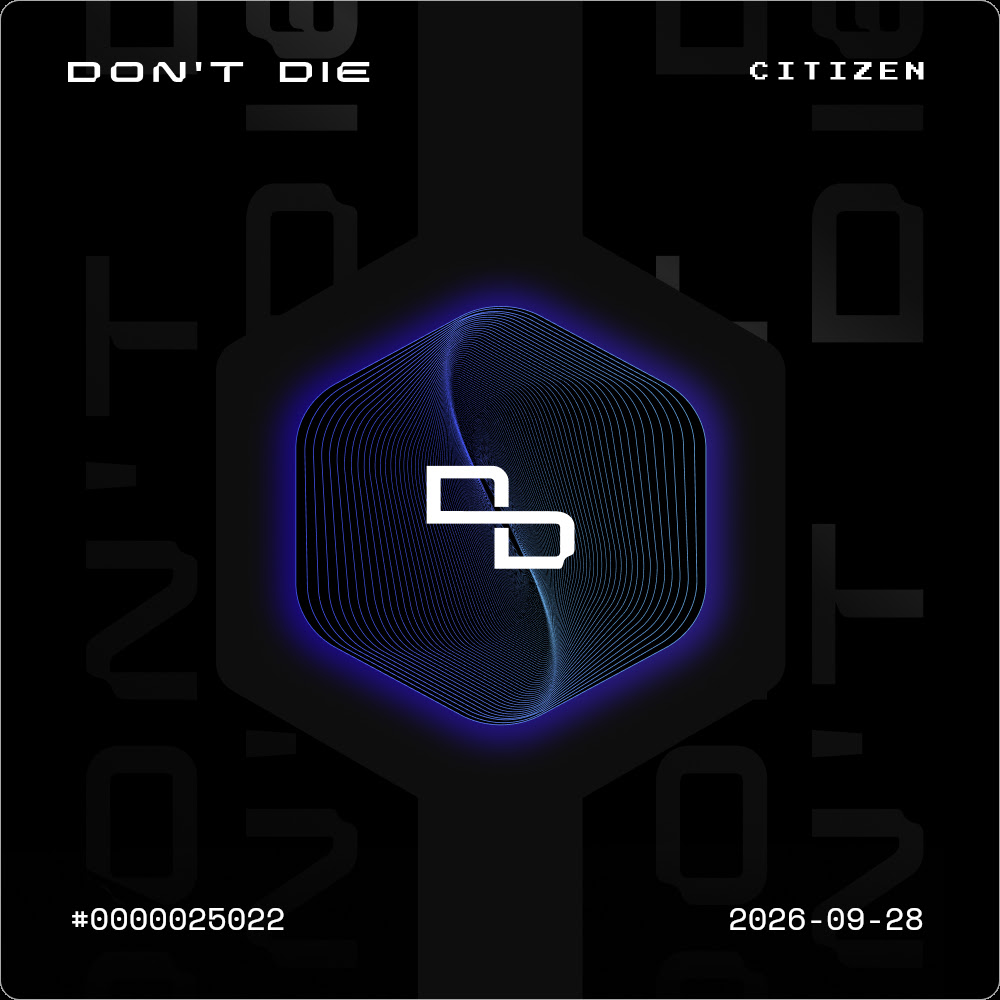 Rich Dafter's Don't Die Citizen passport, number 0000025022, dated 2026-09-28