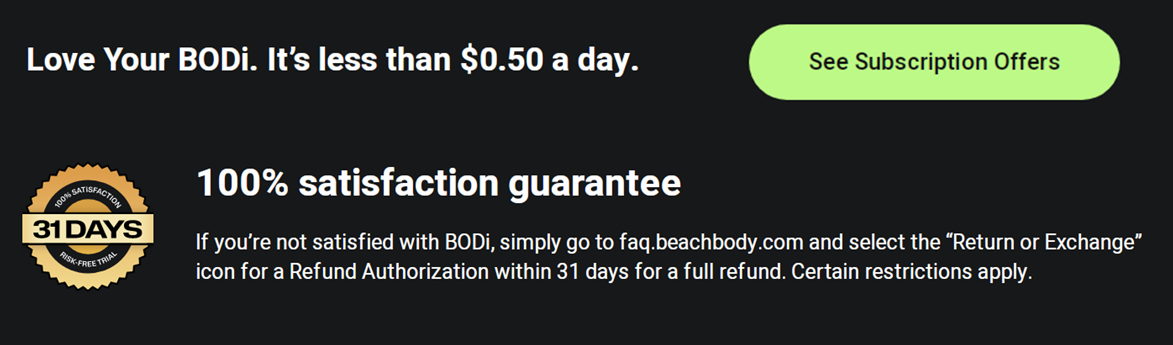 BODi Satisfaction Guarantee