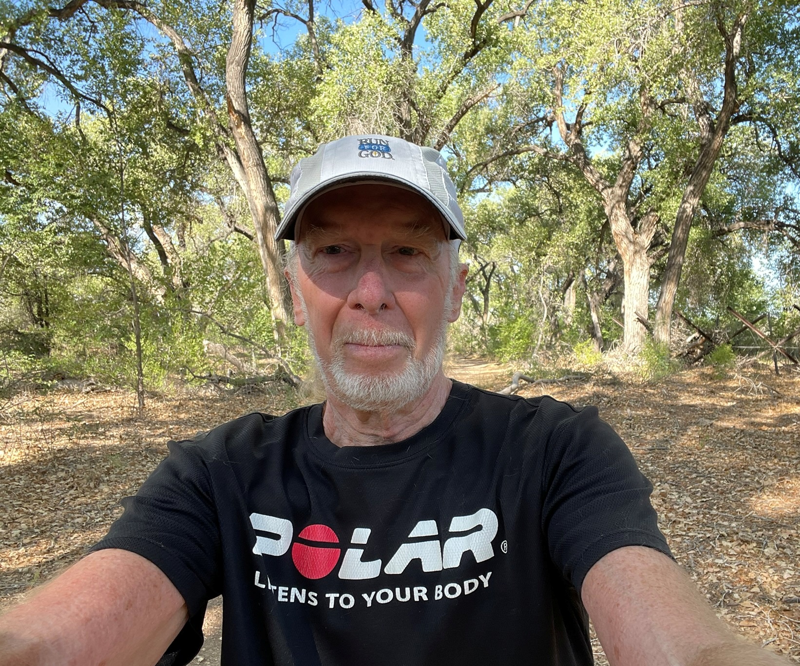 Rich Dafter running in the Rio Grande Bosque
