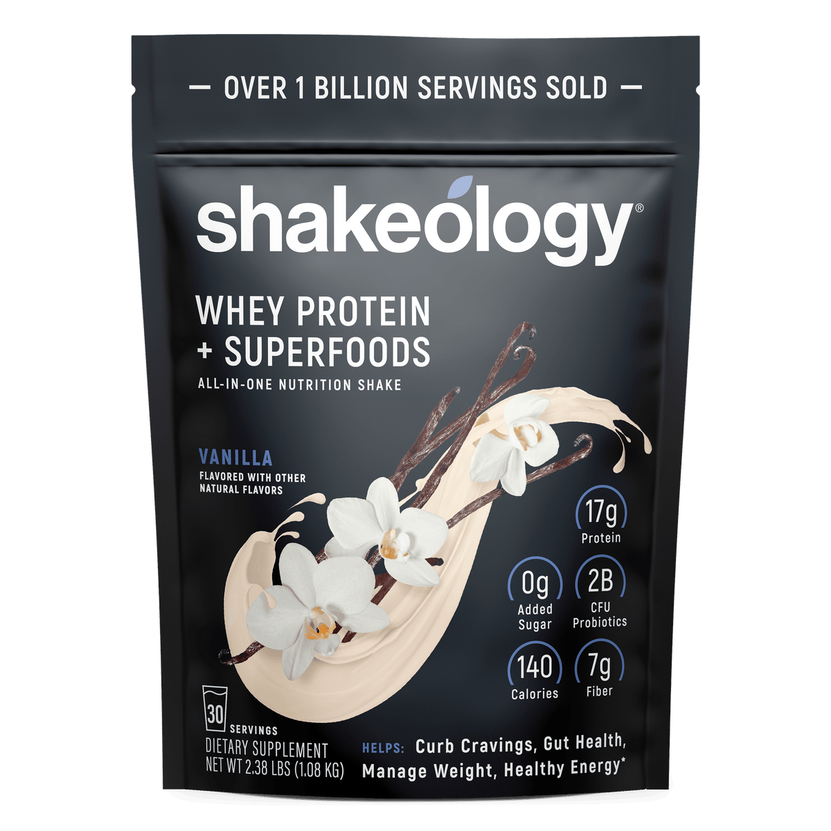 Shakeology Whey Protein + Superfoods Vanilla, 0g Added Sugar